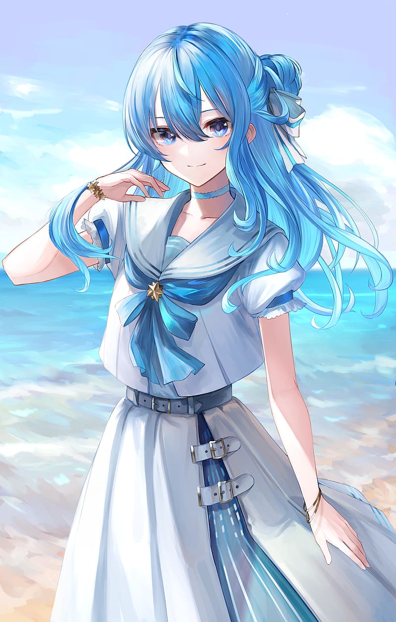 800x1256 Anime Anime Girls Hololive Hoshimachi Suisei Long Hair Blue Hair Solo Artwork Digital Art Fan Art:, HD phone wallpaper