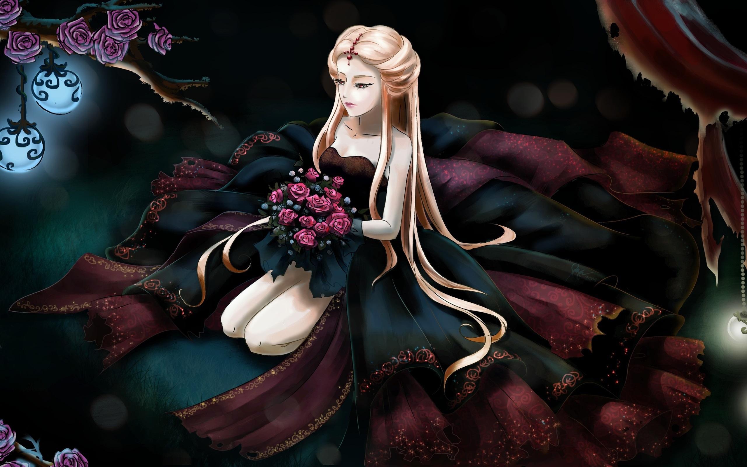 2560x1600 Long Hair Anime Girl Wallpaper