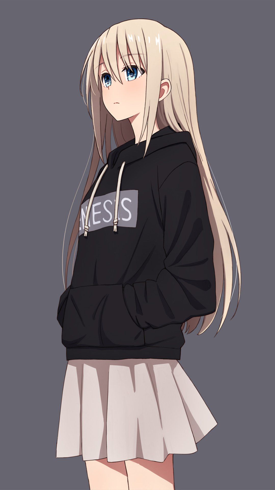 1080x1920 Azure Gaze: Long Haired Blonde Anime Girl Wallpaper