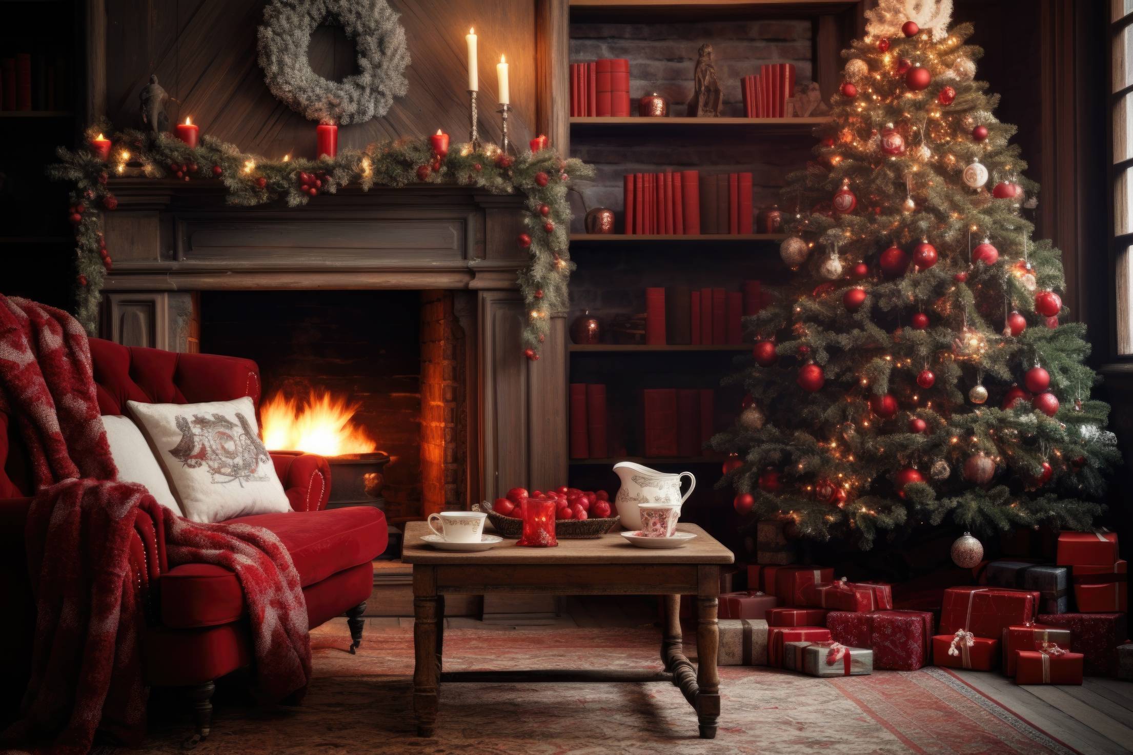 2210x1473 Beautiful Christmas Morning in the Living Room. Free Christmas Image