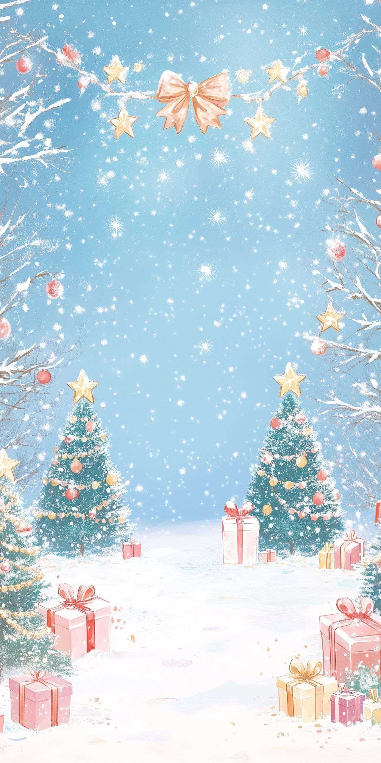 1280x2560 Magical Watercolor Christmas Wallpaper for Your Phone