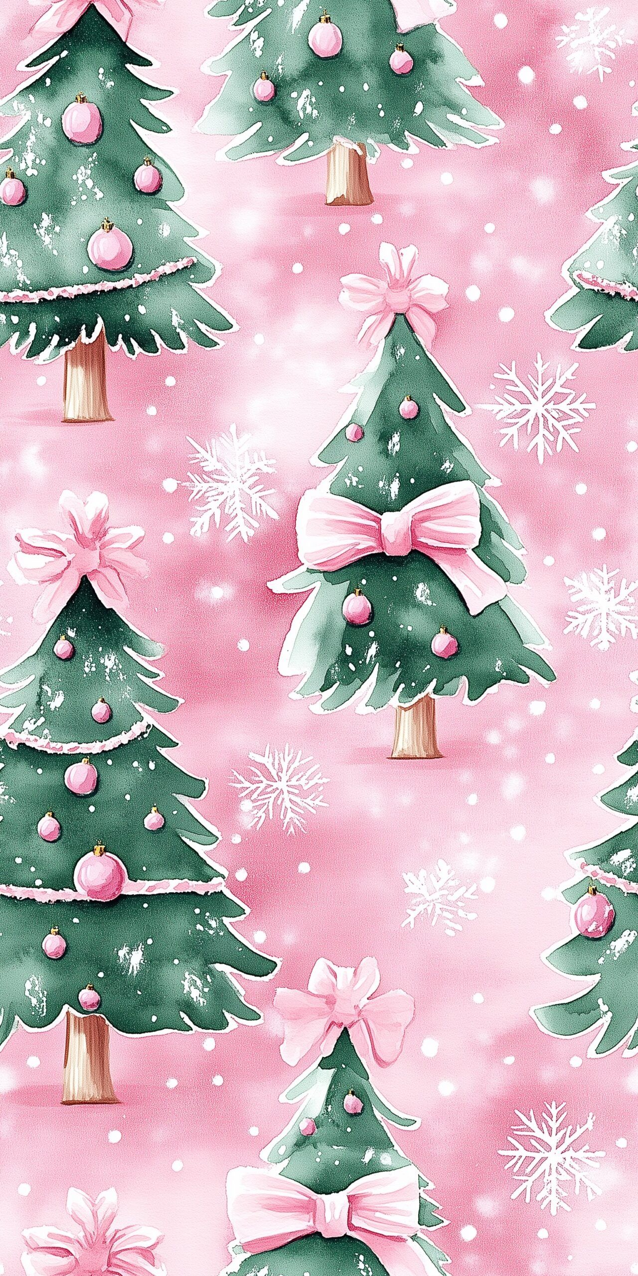 1280x2560 Magical Watercolor Christmas Wallpaper for Your Phone