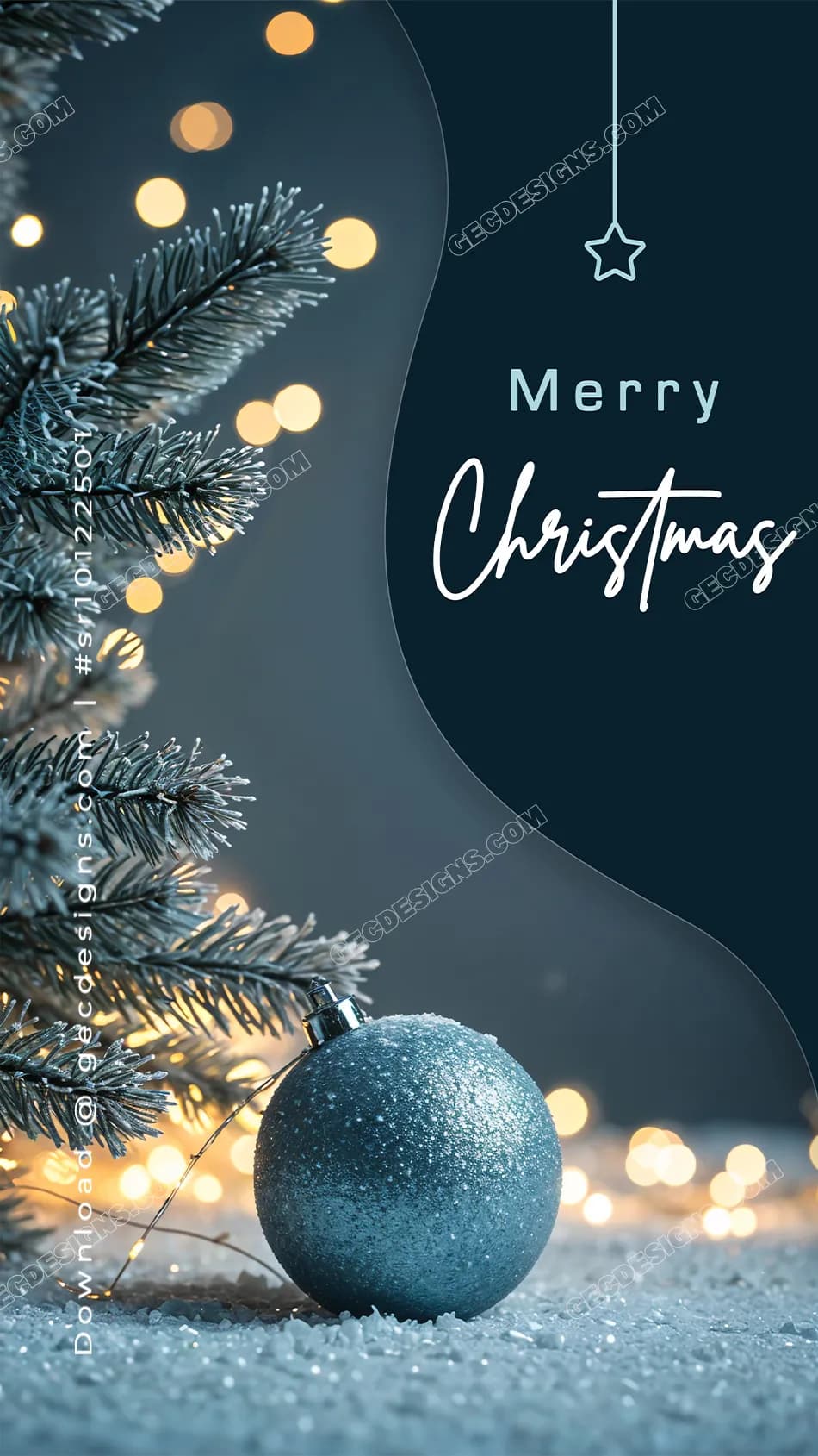 950x1689 Merry Christmas Image, Beautiful minimalist design with cool tones, festive ornament, and warm festival ambience: Free & Premium Creative Assets
