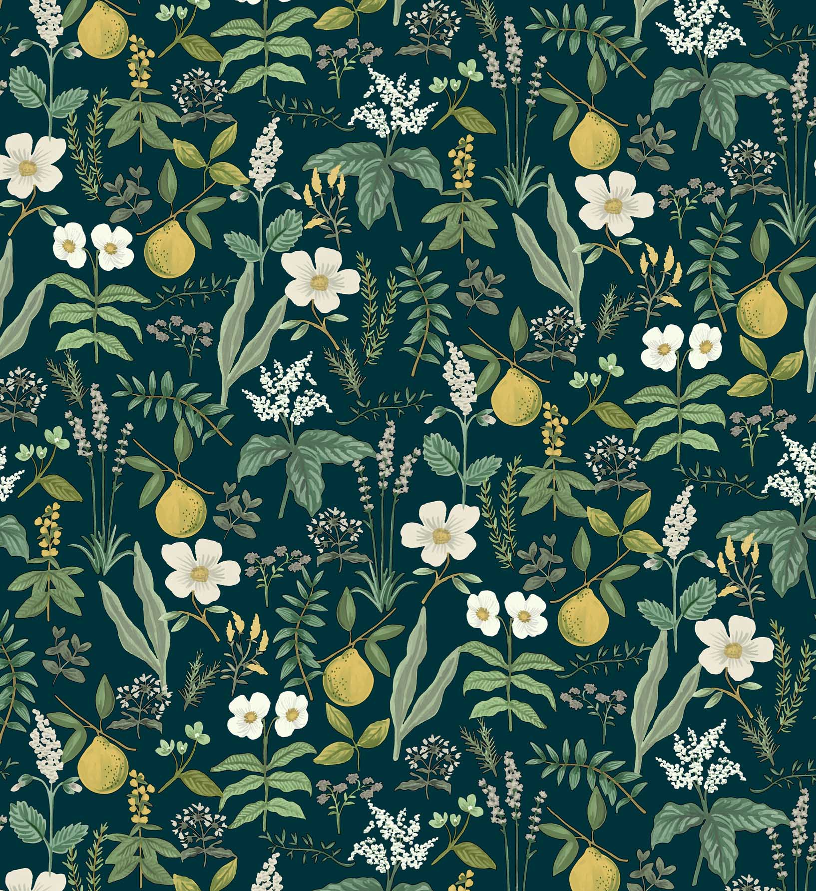 1634x1783 Herb Garden Peel & Stick Wallpaper Navy. Rifle Paper Co