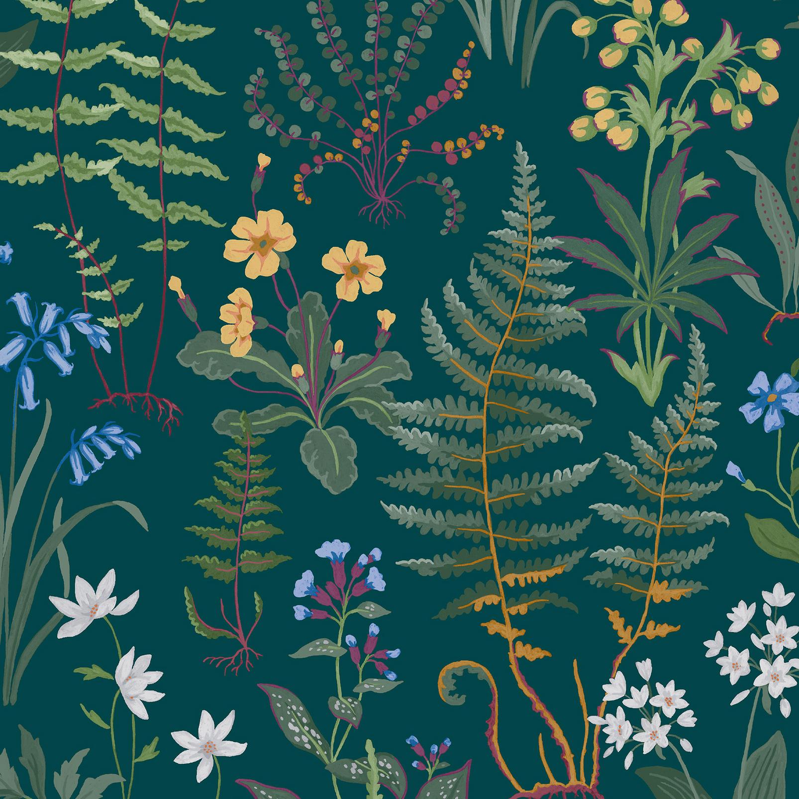 1606x1606 Oshibana Teal Wallpaper. Blue. Graham & Brown