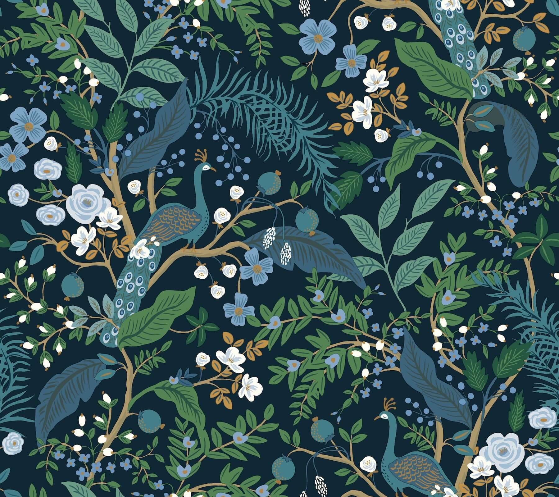 1800x1600 York Wallcoverings. Navy Peacock Garden Peel + Stick Wallpaper. Rifle Paper Co