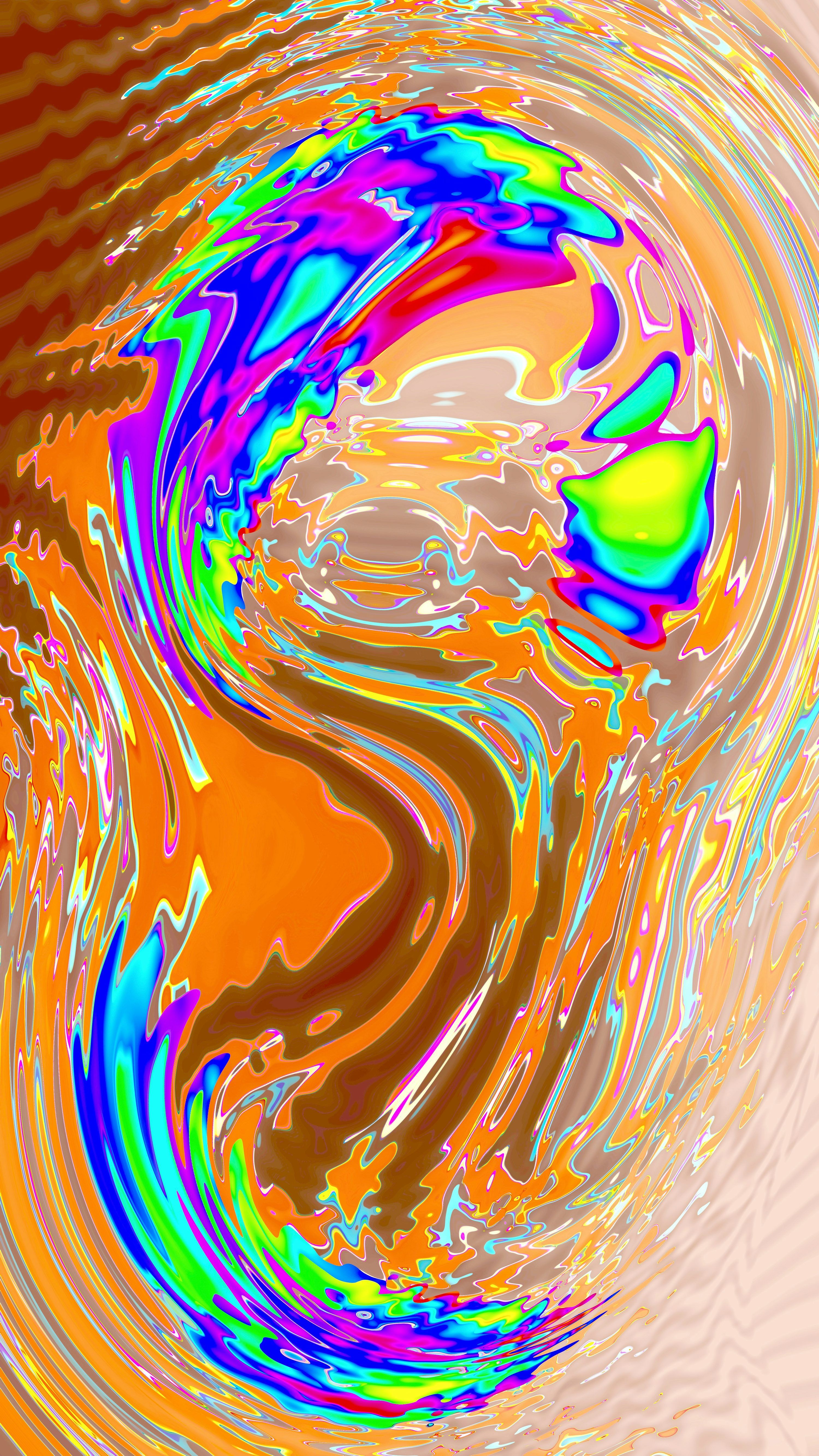 3000x5333 Abstract swirl of vibrant rainbow colors and orange photo