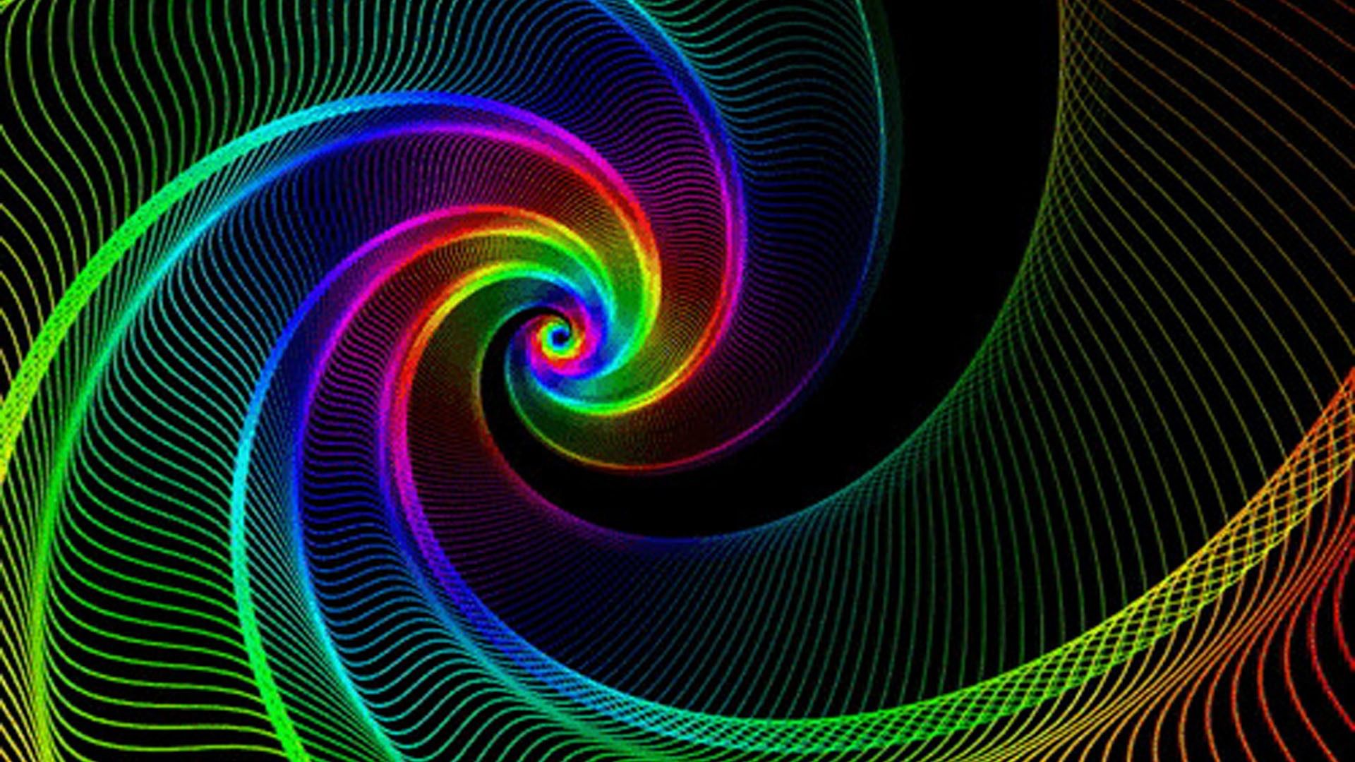 1920x1080 Rainbow Spiral Lines Pattern HD Trippy Wallpaper