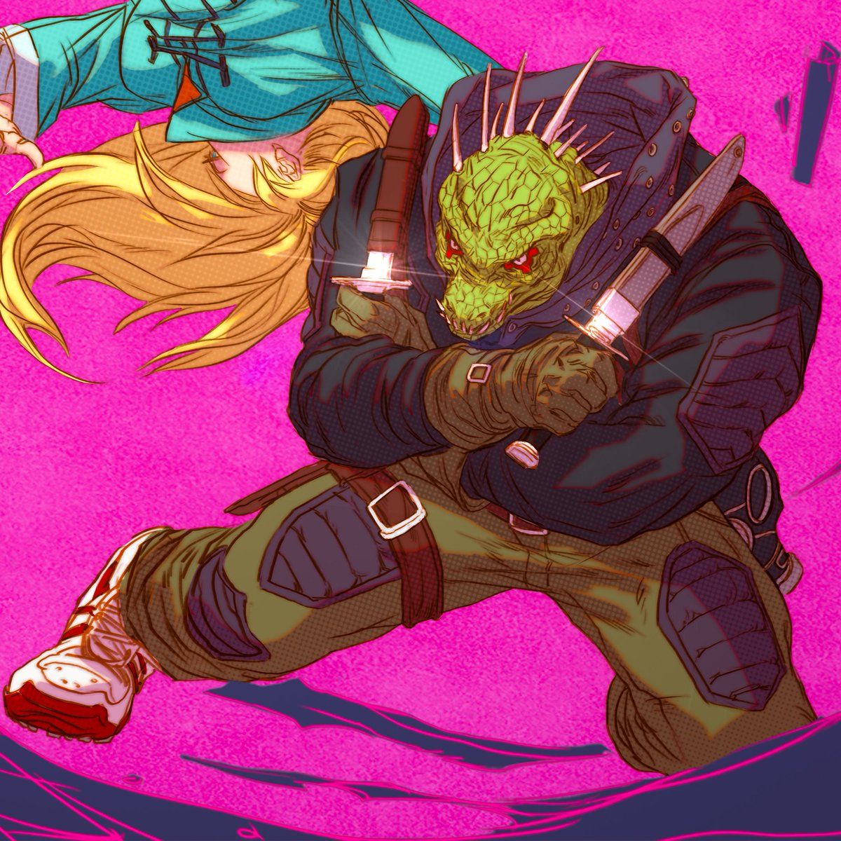 1200x1200 Just Wanted To Share A Fanart Of Caiman And Nikaido After Watching 1st Season, I Wanted More! If You Wanna Check Out The Process Line Drawings: #dorohedoro #anime #lizardman #FANART #AnimeArt #animewallpaper #