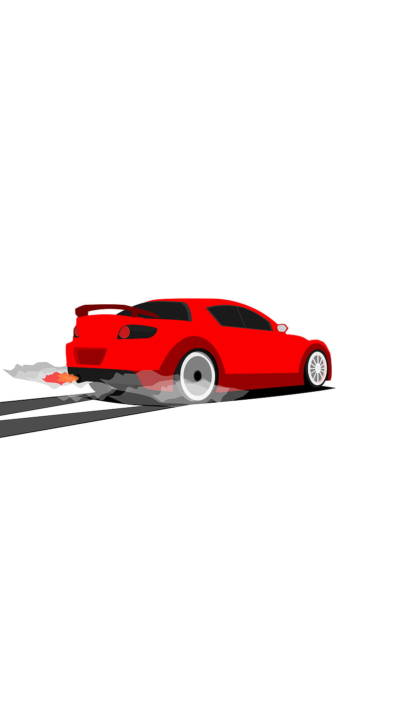 800x1422 Drifty, cars car rx8 red drift dust cartoon simplistic cartoonish speed 2d nfs mobile clean minimal simple, HD phone wallpaper