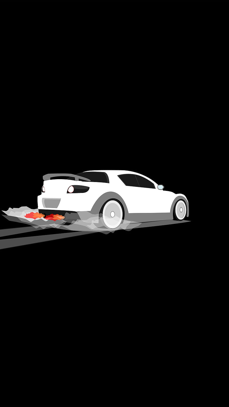 800x1422 Drifty Black, cars car rx8 red drift dust cartoon simplistic cartoonish speed 2d nfs mobile clean minimal simple amoled deepblacks blackandwhite fast, HD phone wallpaper