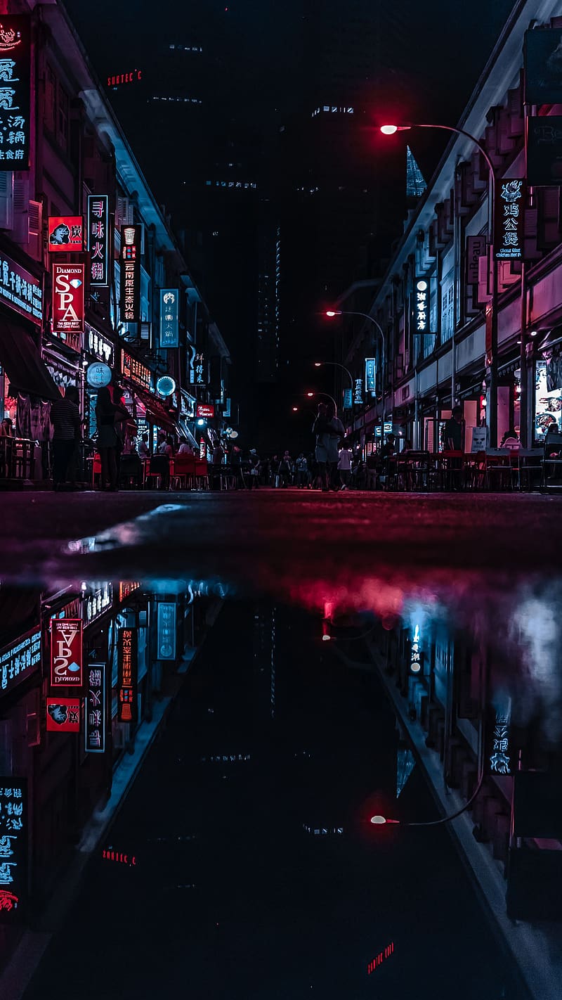 800x1422 Night city, street, city lights, reflection samsung galaxy s s note, sony xperia z, HD phone wallpaper