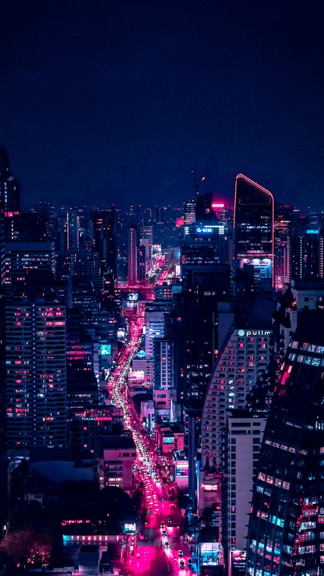 1080x1920 Download wallpaper 1080x1920 night city, city lights, aerial view, buildings, architecture, night samsung galaxy s s note, sony xperia z, z z z htc one, lenovo vibe HD background
