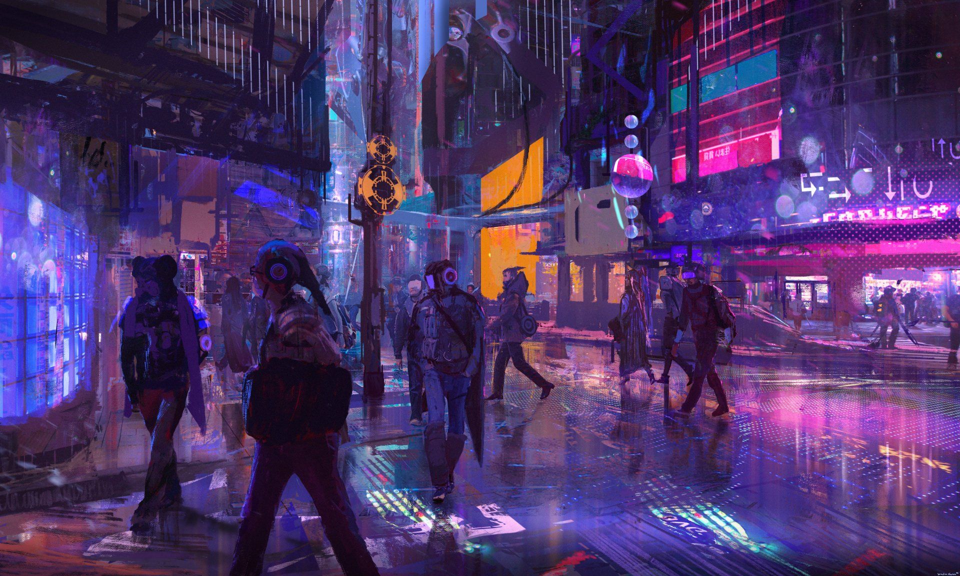 1920x1152 Futuristic Sci Fi Cityscape With People