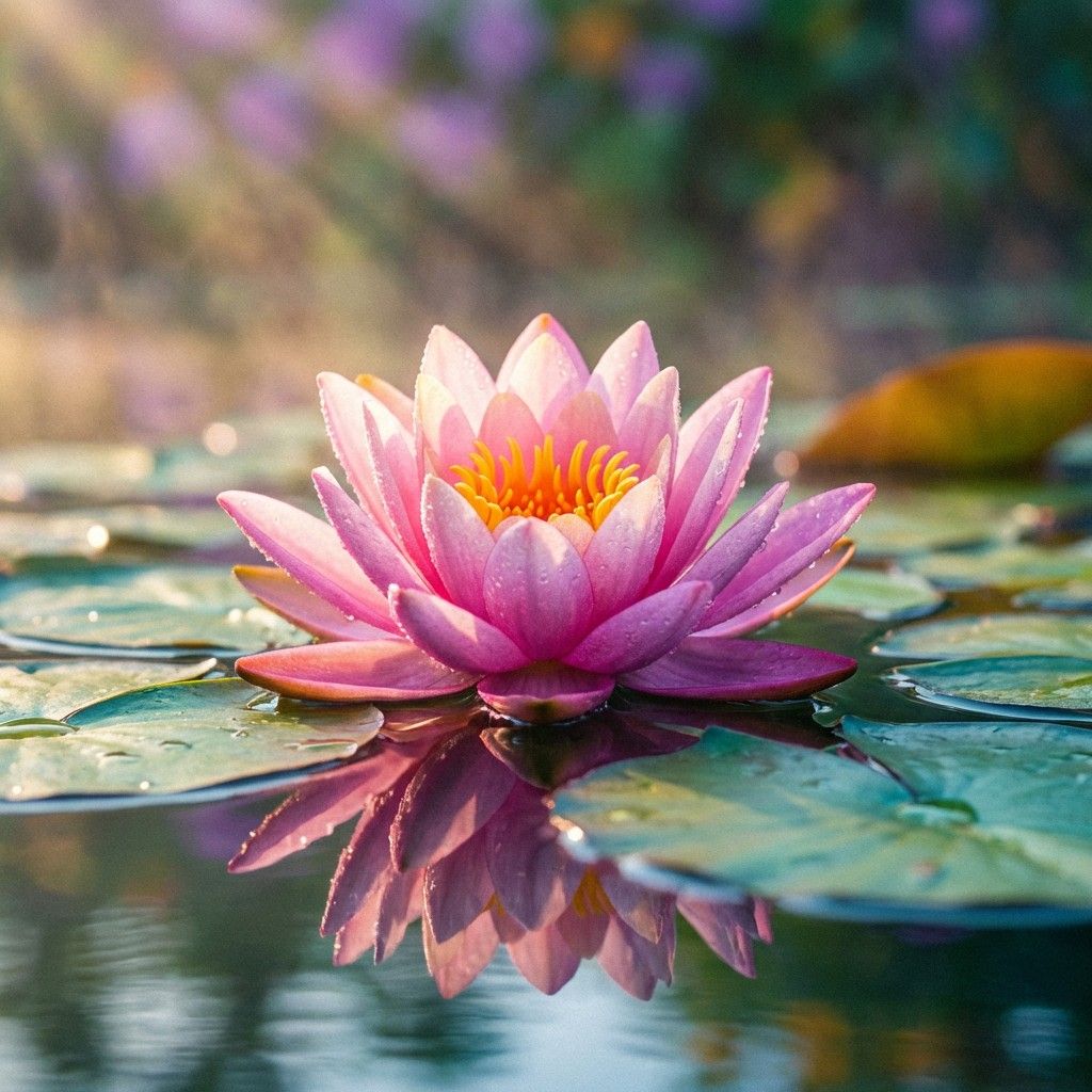 1024x1024 Free Lotus Flower Reflection Image, Flower, Blossom