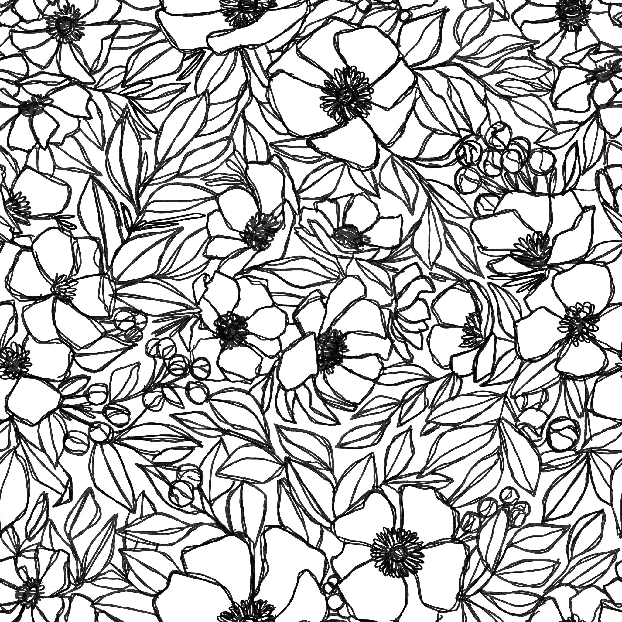 2048x2048 Inked Blossom Wallpaper