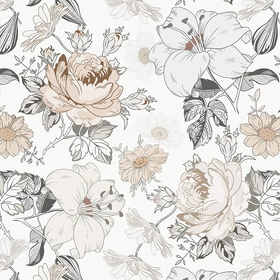 894x894 Hopepak Floral Peel and Stick Wallpaper for Bedroom Modern Farmhouse Flower Wall Paper Self Adhesive Removable Contact Paper for Cabinets Bathroom Nursery Shelf Drawer 15.5'' x 78.7''