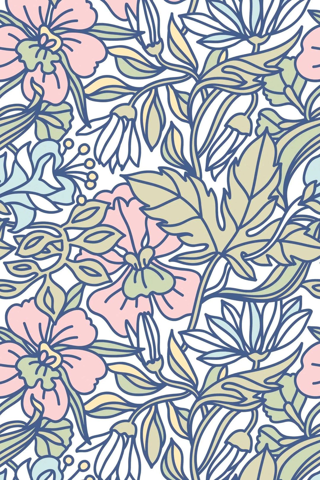 1080x1620 Cool abstract buds floral pattern removable wallpaper design shop