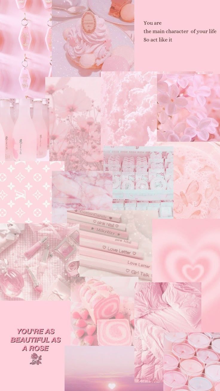 736x1308 Soft Pink Aesthetic Collage Wallpaper