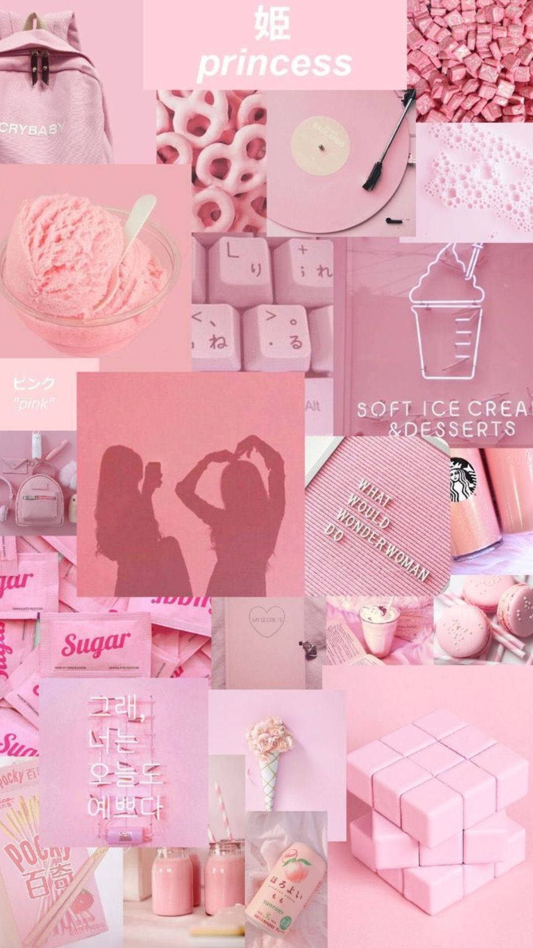 1080x1920 Pastel Pink Collage Wallpaper