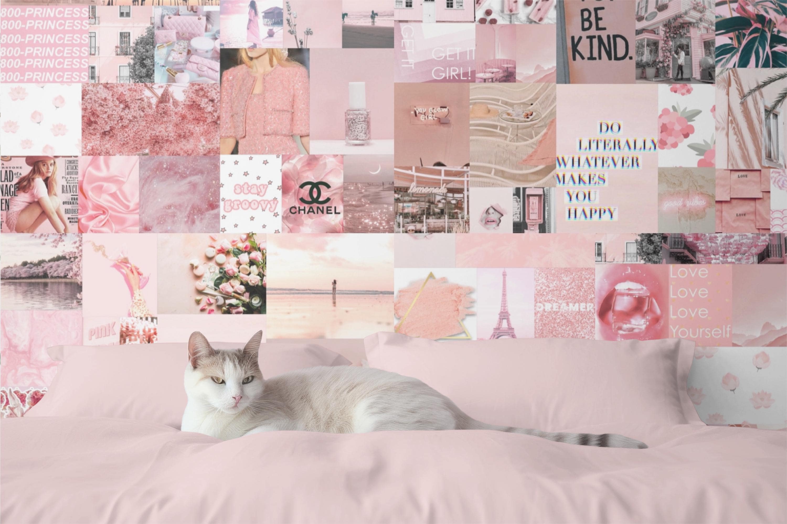 3000x1999 Pale Pastel Pink Photo Wall Collage Kit: Teen Room Decor