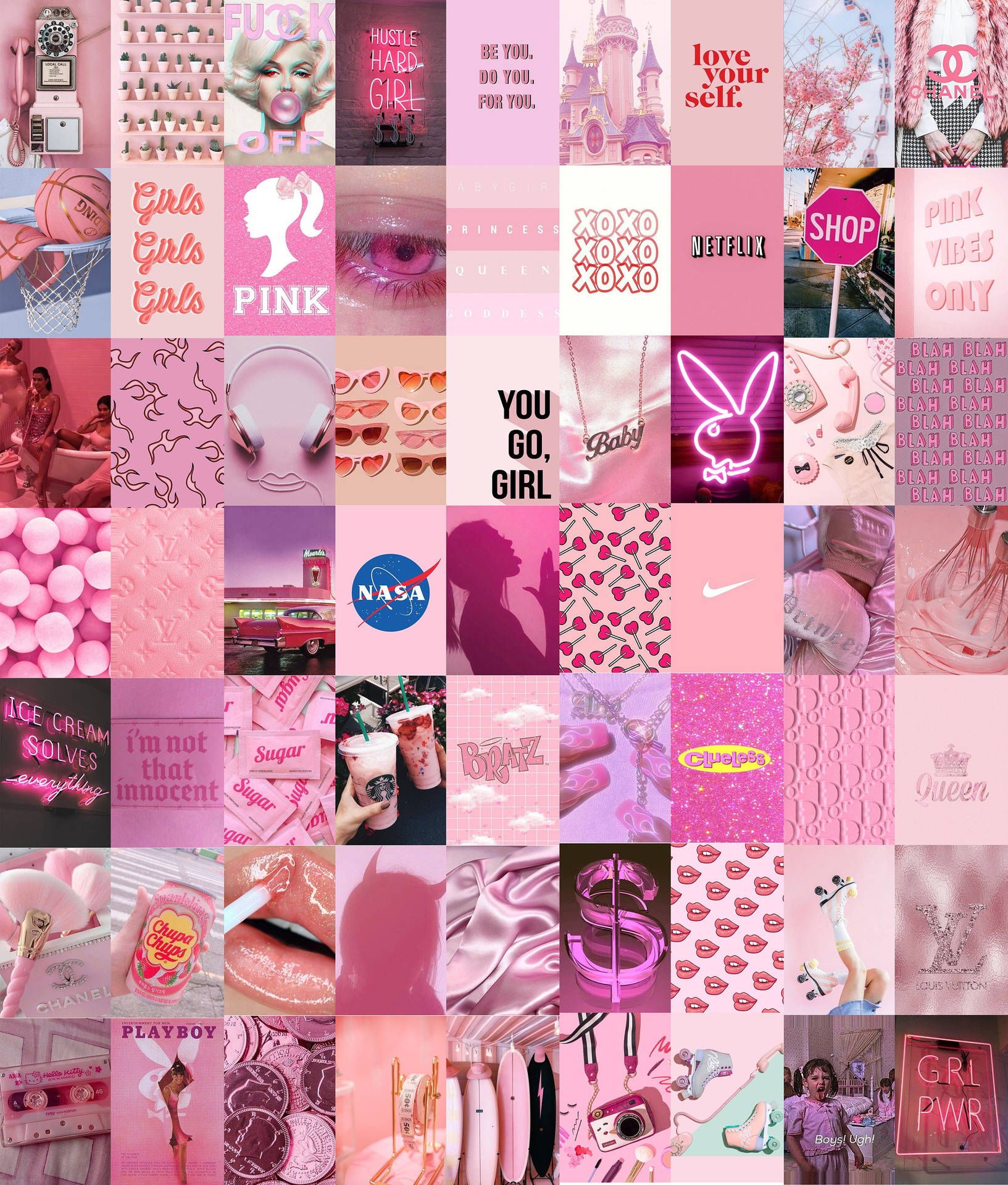 1633x1920 Cute Pink Collage Wallpaper