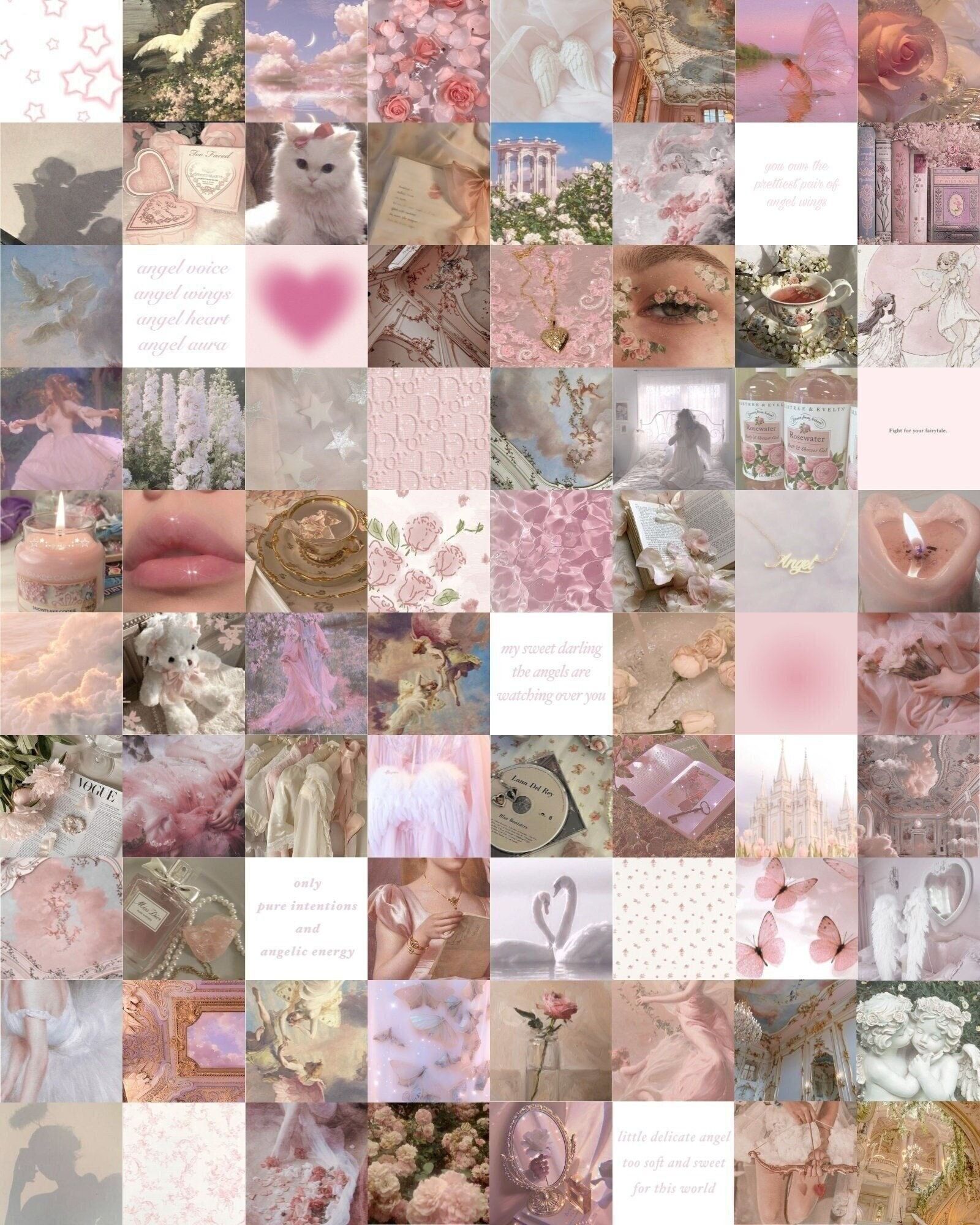 1600x2000 PCS. Pink Angel Core Wall Collage Kit. Baby Pink Coquette Aesthetic Vibes. Soft Pink Angelcore Inspired Collage Kit (DIGITAL DOWNLOAD)