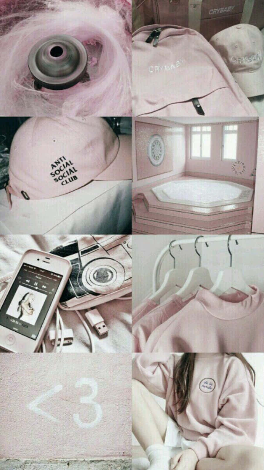 900x1600 Download free Aesthetic Pink Collage Of Bag Cap And Phone Wallpaper