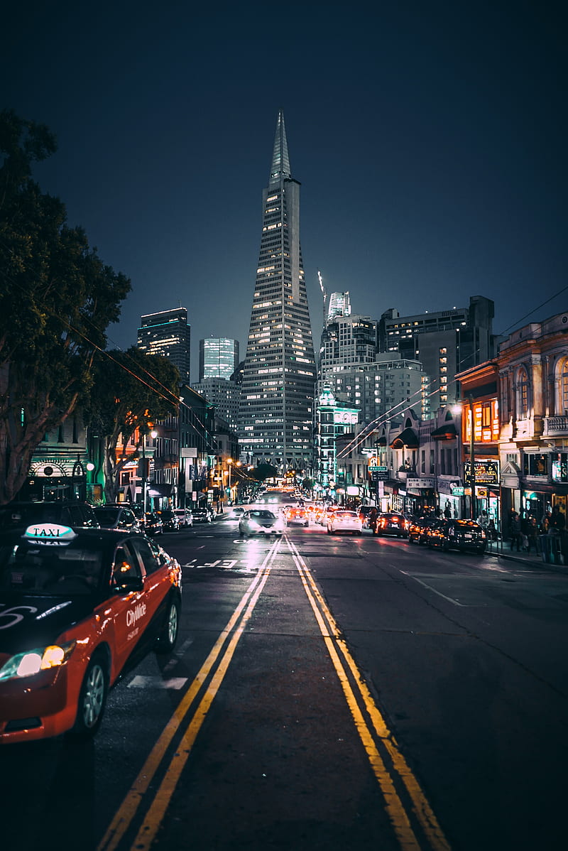 800x1198 Night city, street, city lights, road, san francisco, usa, HD phone wallpaper