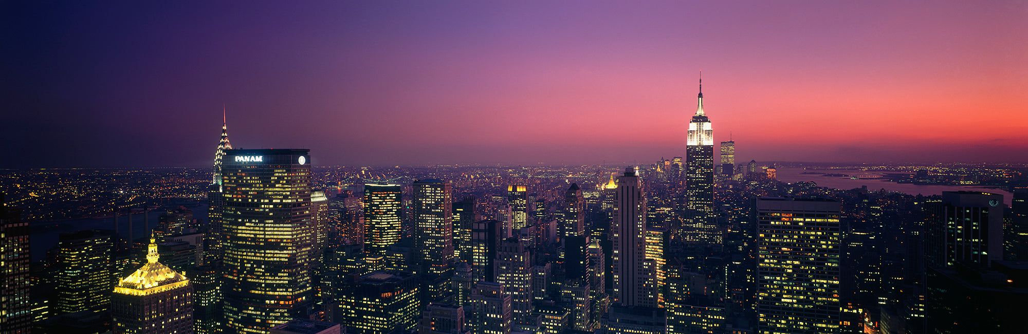 2000x650 Twilight, Aerial, NYC, New York City, New York State, USA Wall Mural