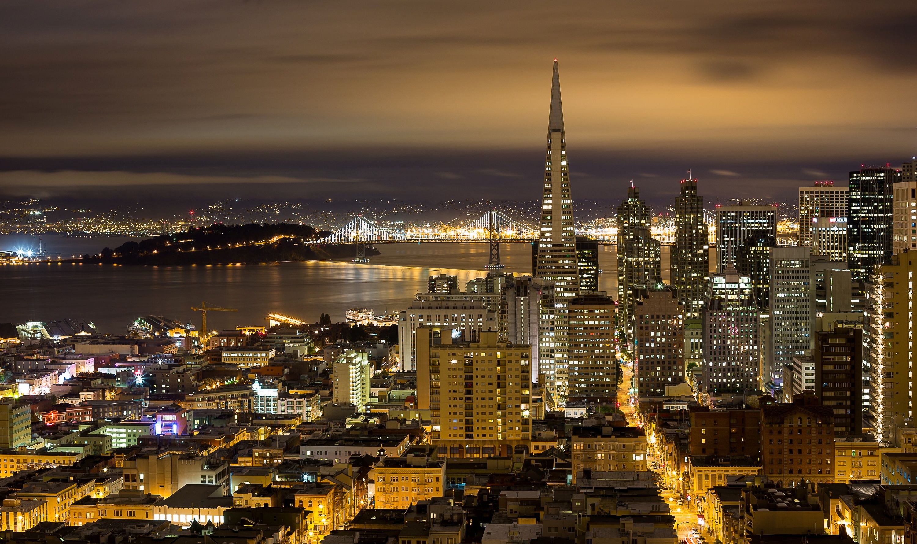 3000x1779 san, Francisco, Usa, Night, Lights, Streets, Skyscrapers Wallpaper HD / Desktop and Mobile Background