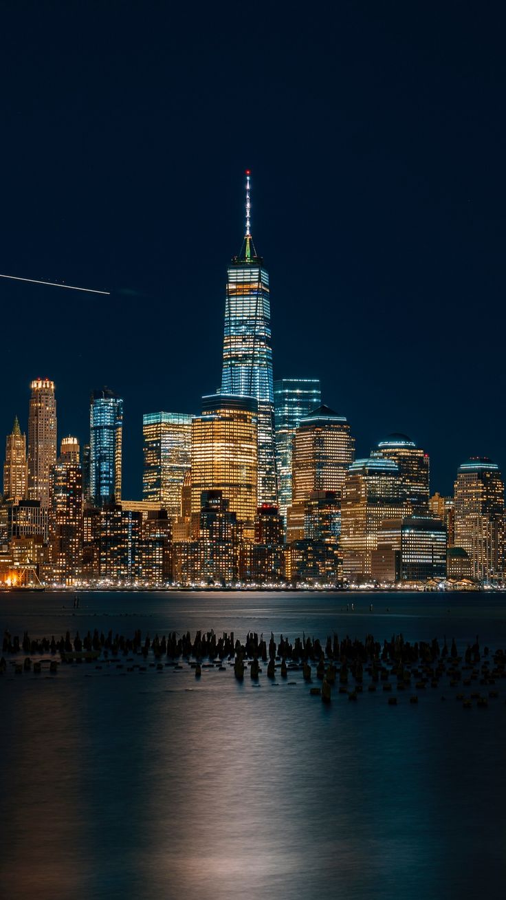 736x1308 Download Wallpaper 938x1668 New York, Usa, Night City, Panorama, Skyscrapers, Beach Iphone 8 7 6s 6 For Parallax HD Background