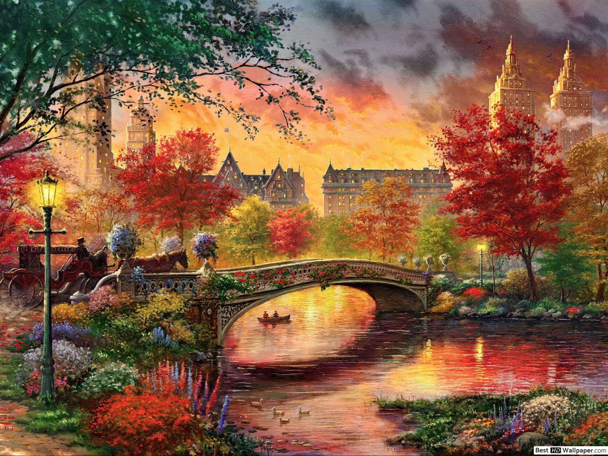 2048x1536 Vintage Autumn in Central Park, New York City HD wallpaper download
