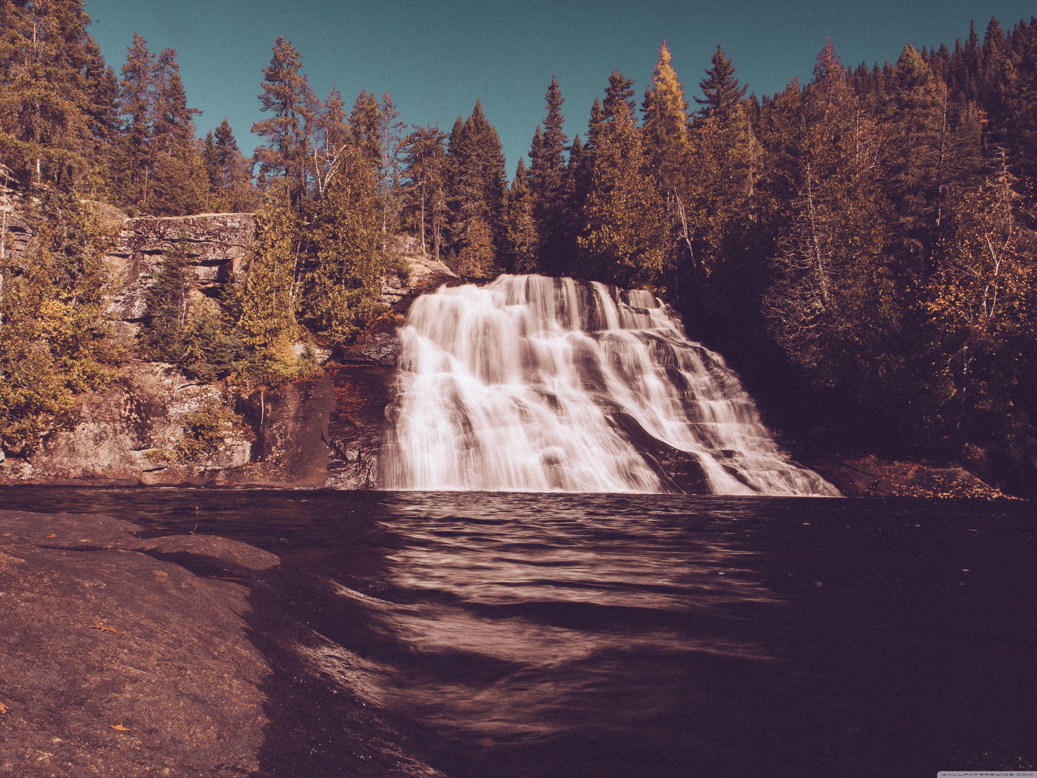 4096x3072 Download Vintage Waterfall Forest UltraHD Wallpaper