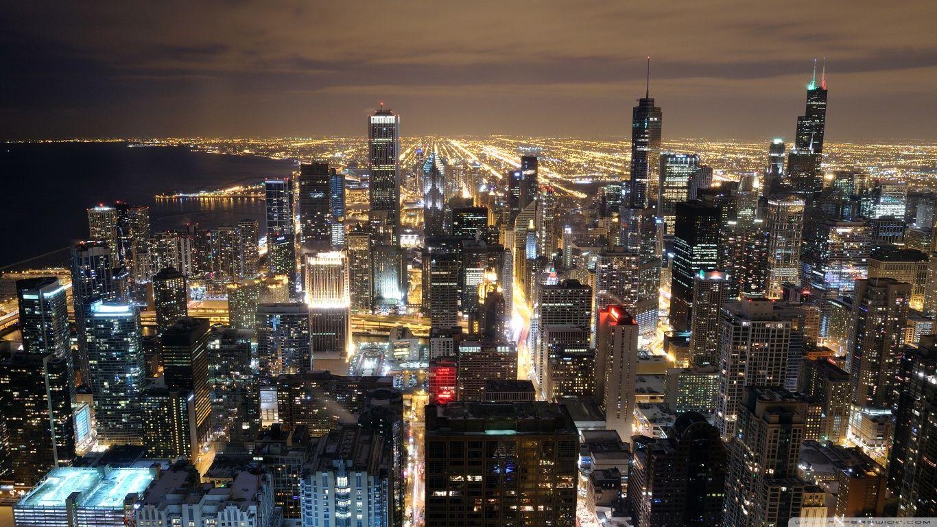 1366x768 Chicago Skyline From John Hancock Ultra HD Desktop Background