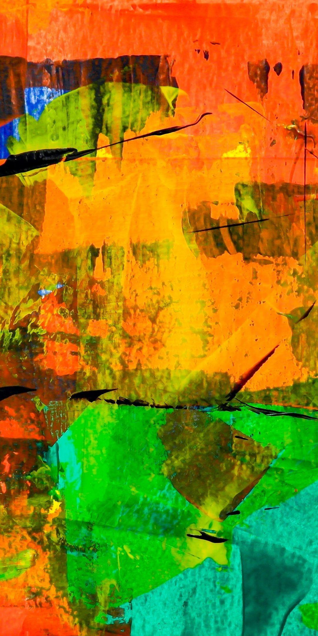 1080x2160 Abstract, Colorful, Orange Green Theme, Painting Wallpaper. Painting Wallpaper, Watercolor Wallpaper Iphone, Abstract