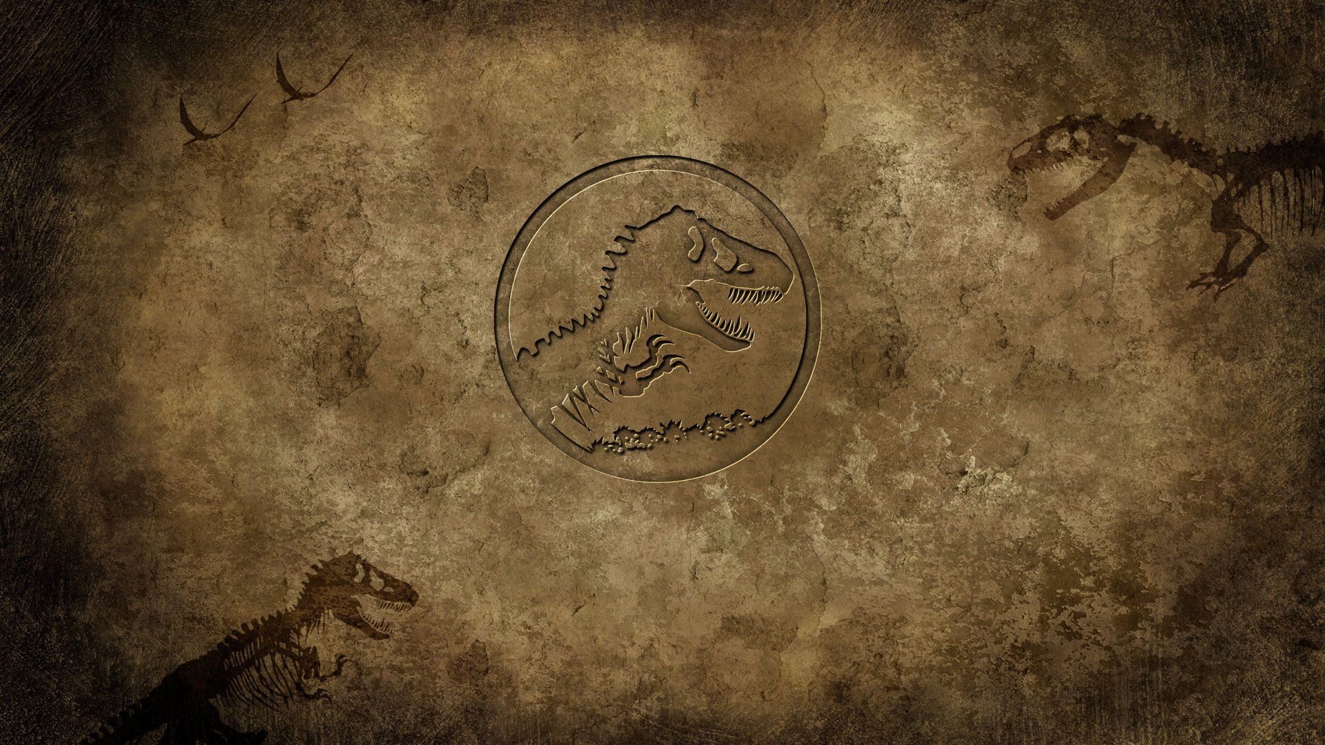 1920x1080 Jurassic Park HD Wallpaper: Ancient Dino Fossil Art in Stunning Detailx1080