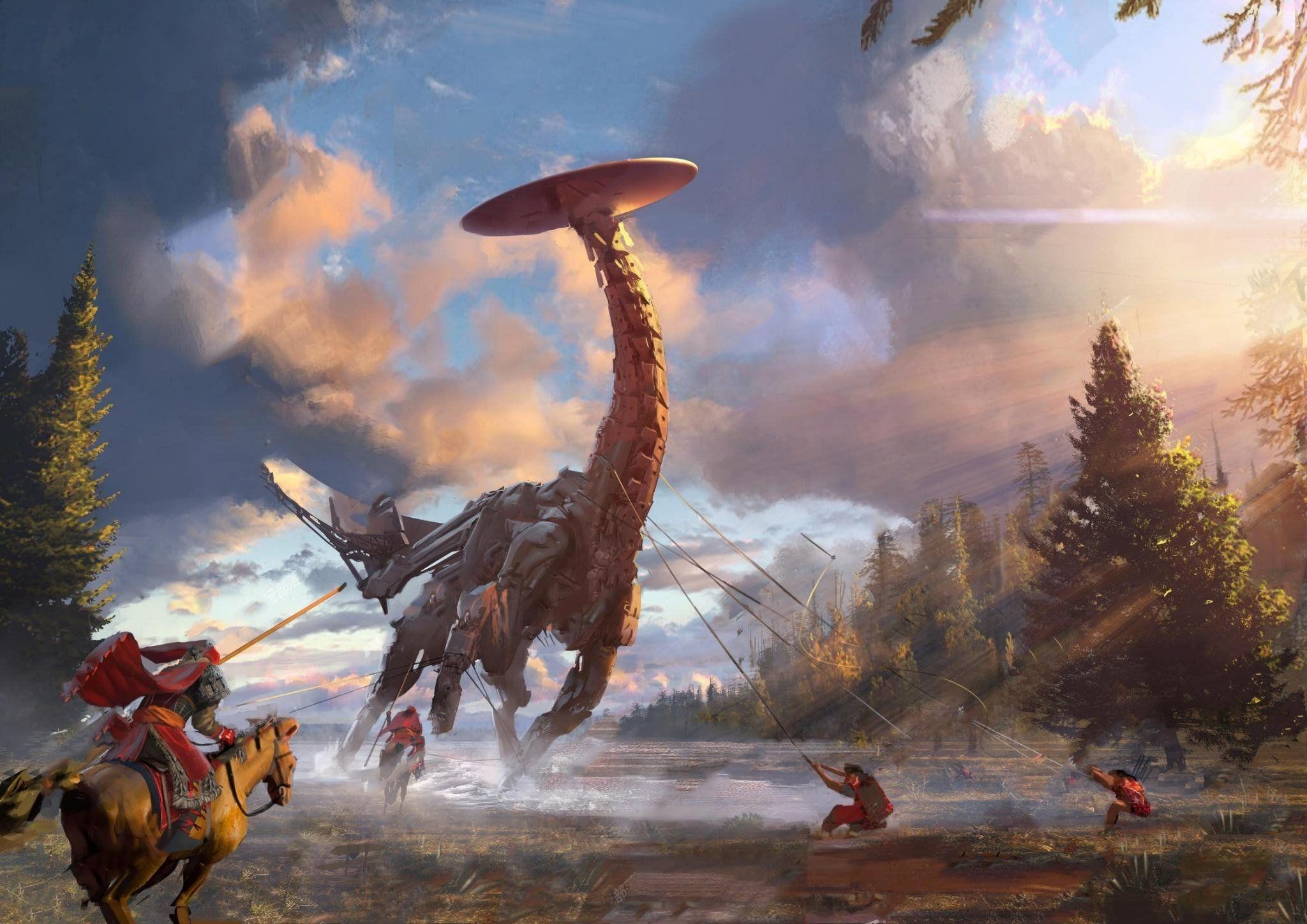 2048x1449 HORIZON ZERO DAWN Sci Fi Robot Cyborg Dinosaur Monster Creature 1hzd
