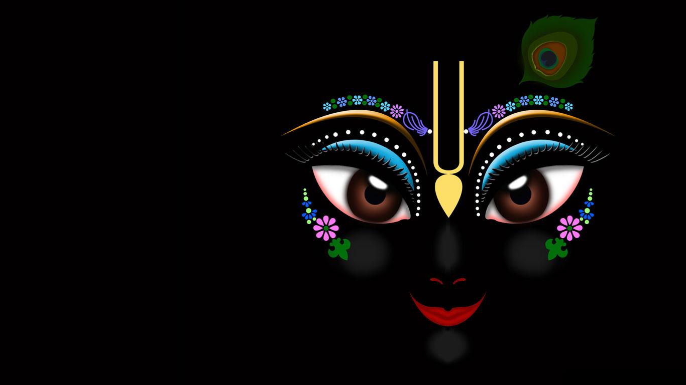 1366x768 Black Lord Krishna HD Wallpaper Free Download