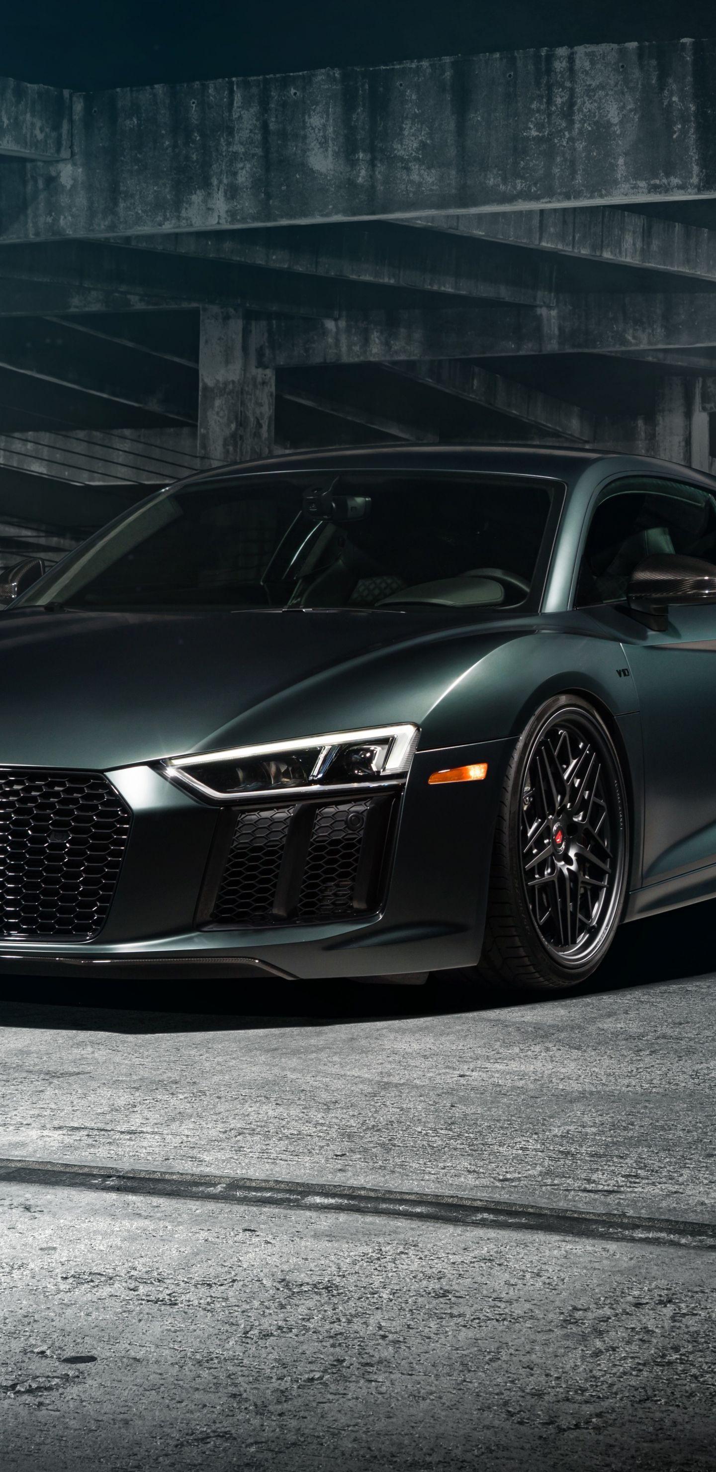 1440x2960 Download 1440x2960 wallpaper audi r dark green, sports car, 2018