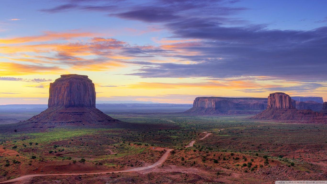1366x768 Utah Monument Valley Road Ultra HD Desktop Background Wallpaper
