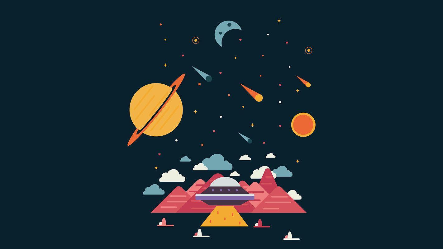 1422x800 Minimal Space Planets Free Wallpaper download Free