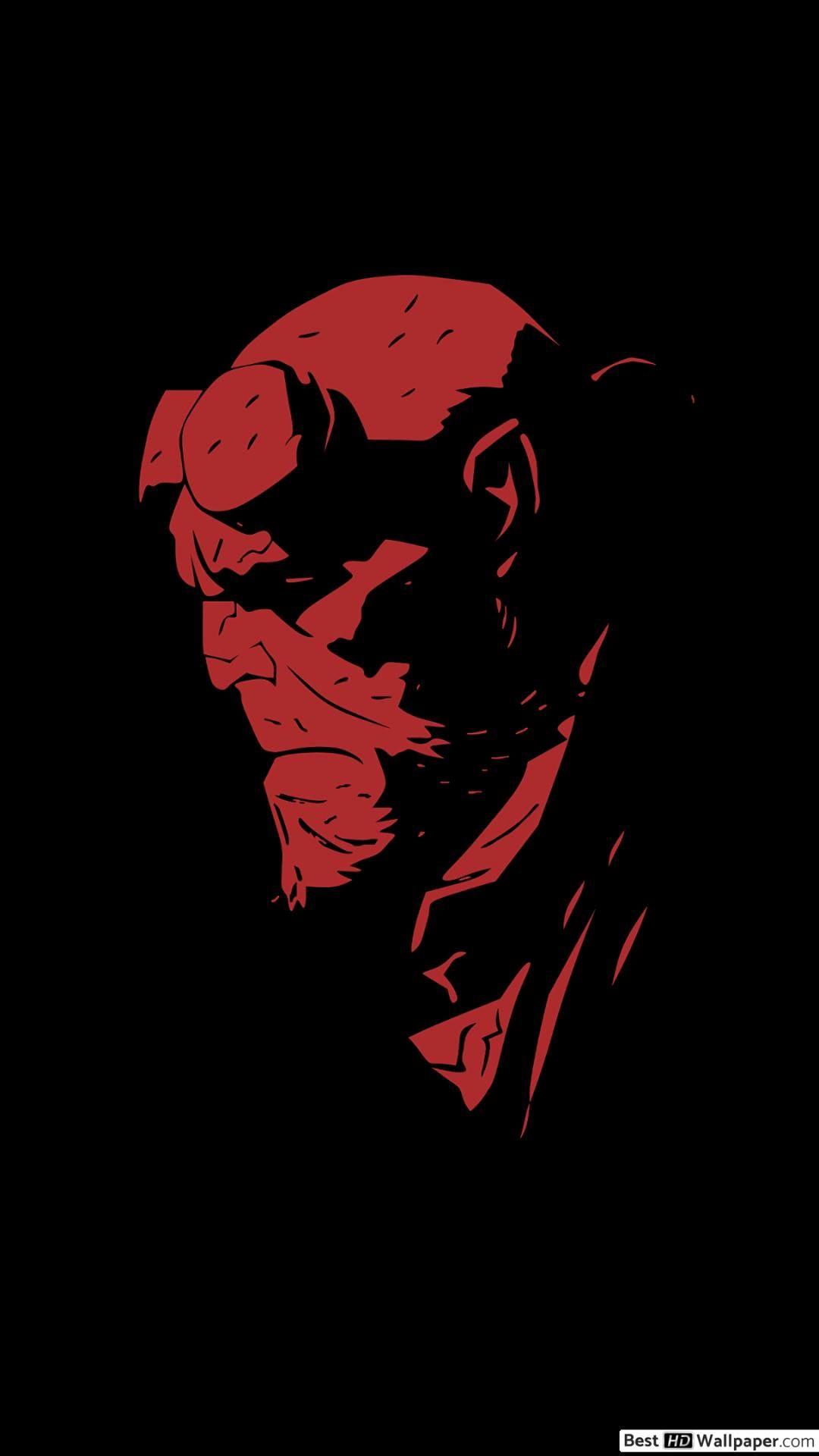 1080x1920 Hellboy red and black minimalist HD wallpaper download