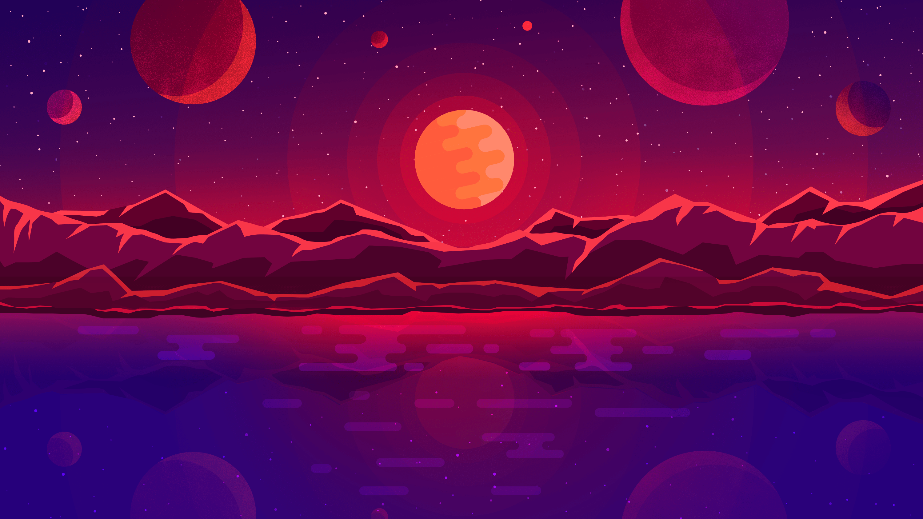 3000x1687 #Mountains, #Minimal, #Planets, #Sunset. Mocah.org HD