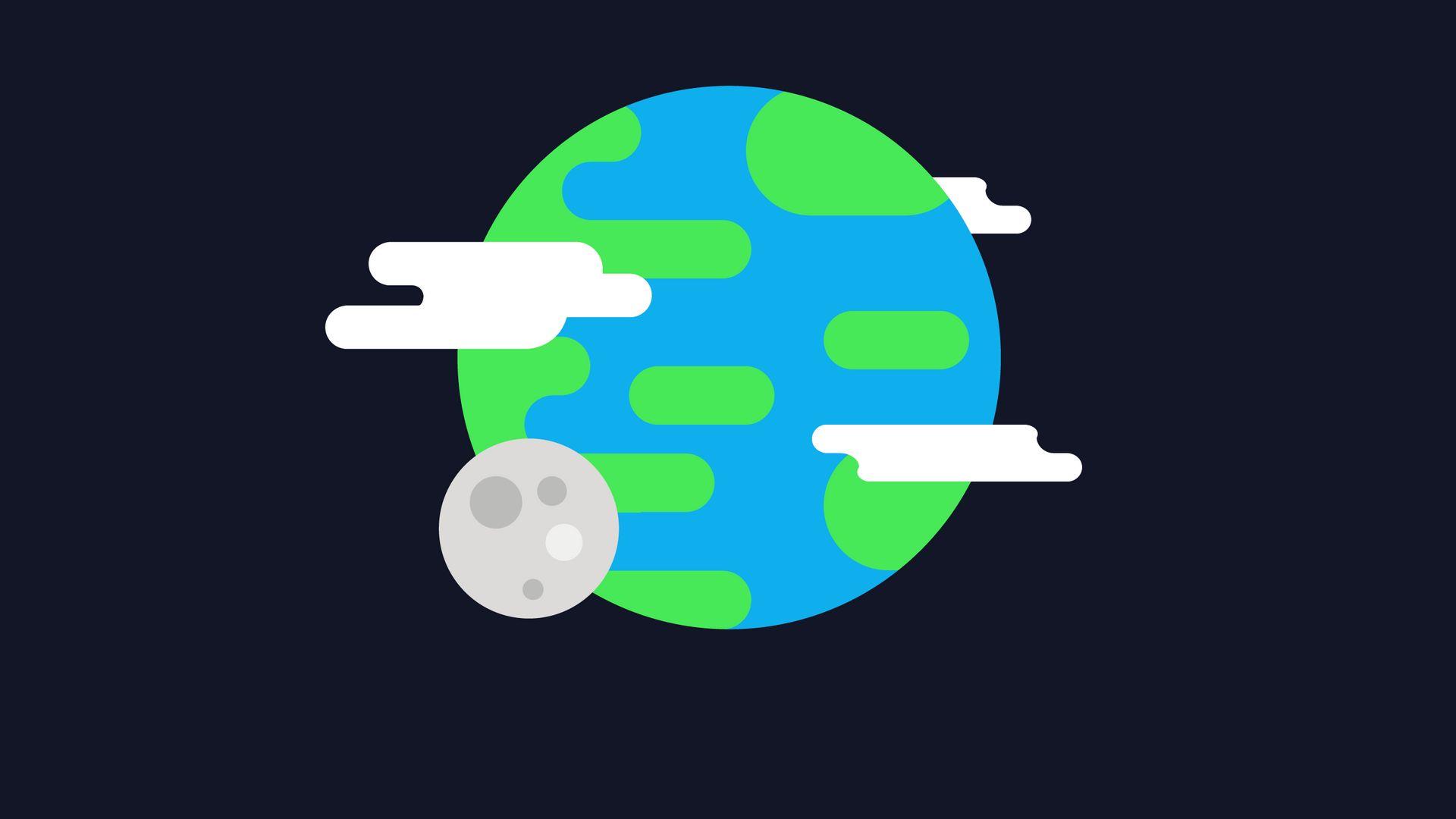 1920x1080 Minimal Earth Space Moon with Black Background Art Wallpaper