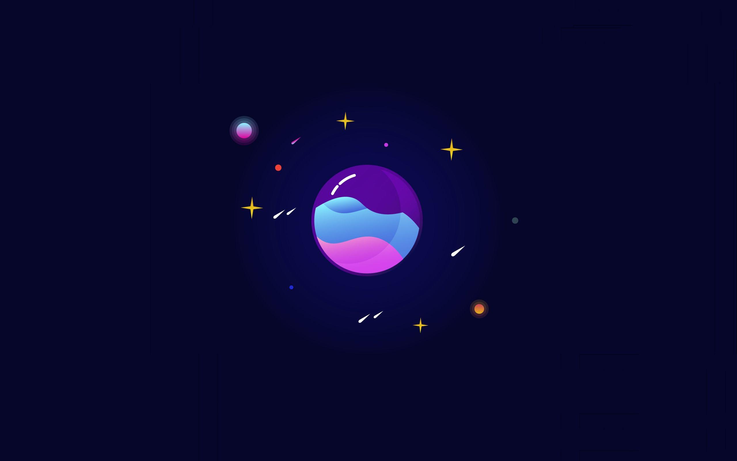 2560x1600 Download Minimal, planet system, orbit, art wallpaper, 2560x1600