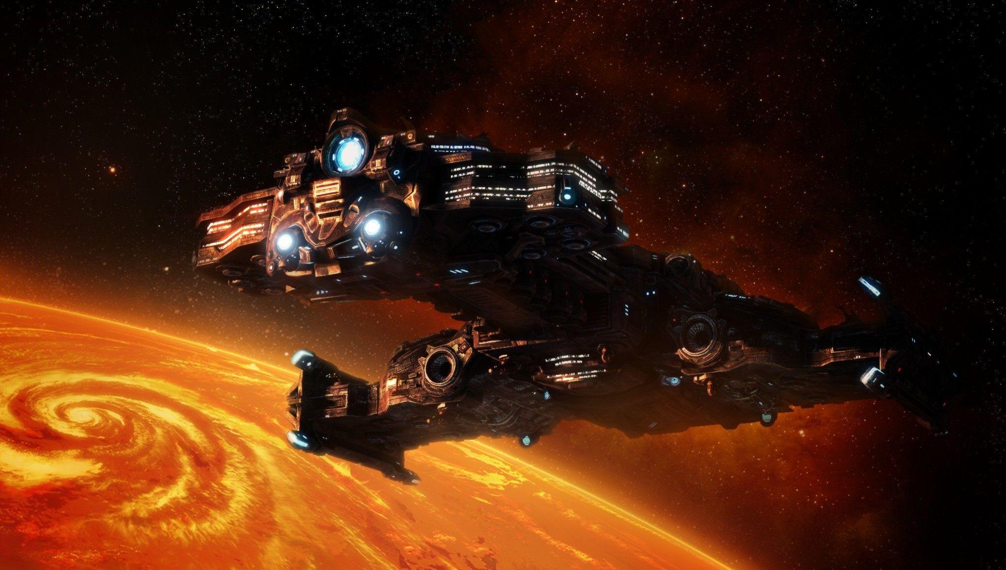 2048x1160 #science fiction, #Starcraft II, #StarCraft II: Wings