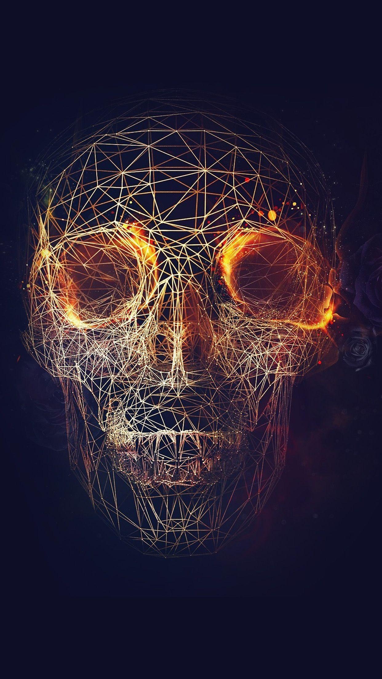 1242x2208 iPhone 6 wallpaper. digital skull dark