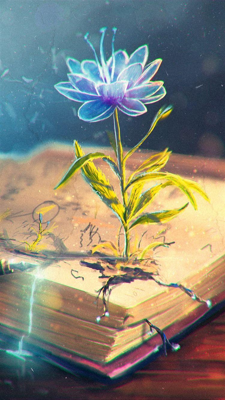 750x1334 Flower Abstract Book Pen Art iPhone 8 Wallpaper Free Download