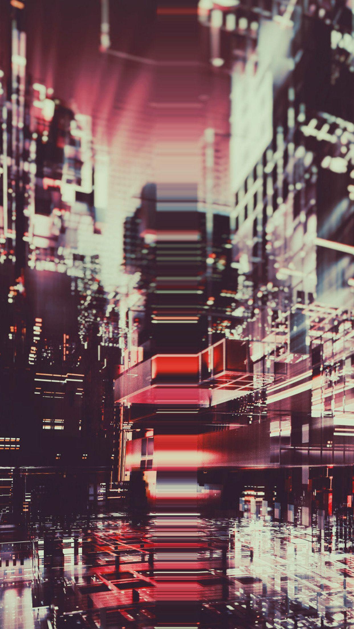 1242x2208 iPhone 6 wallpaper. digital city red